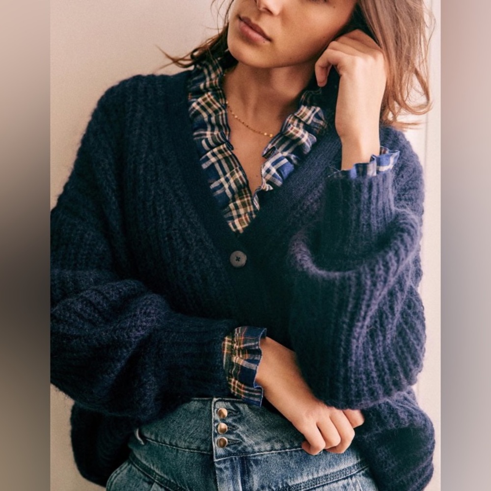 Sézane Achille cardigan in navy, size small